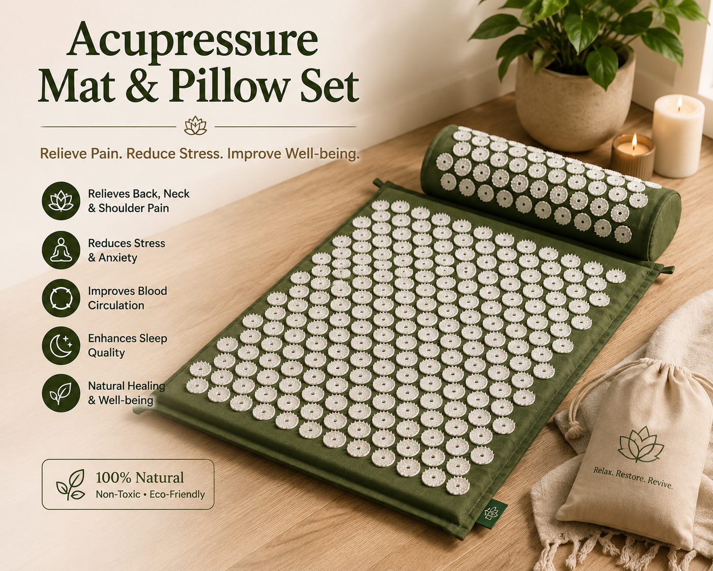 Acupressure Mat & Pillow Set