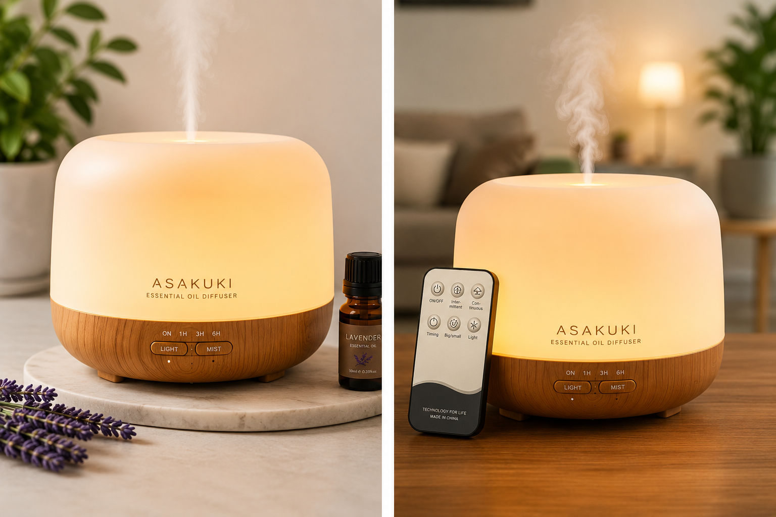 ASAKUKI 500ml Premium Essential Oil Diffuser