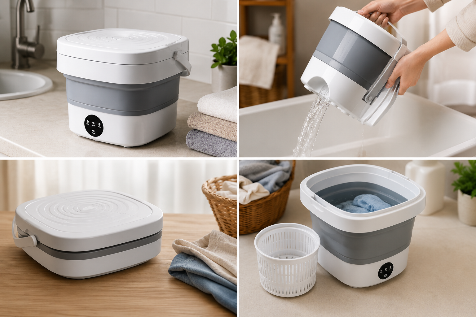 Portable folding mini washing machine